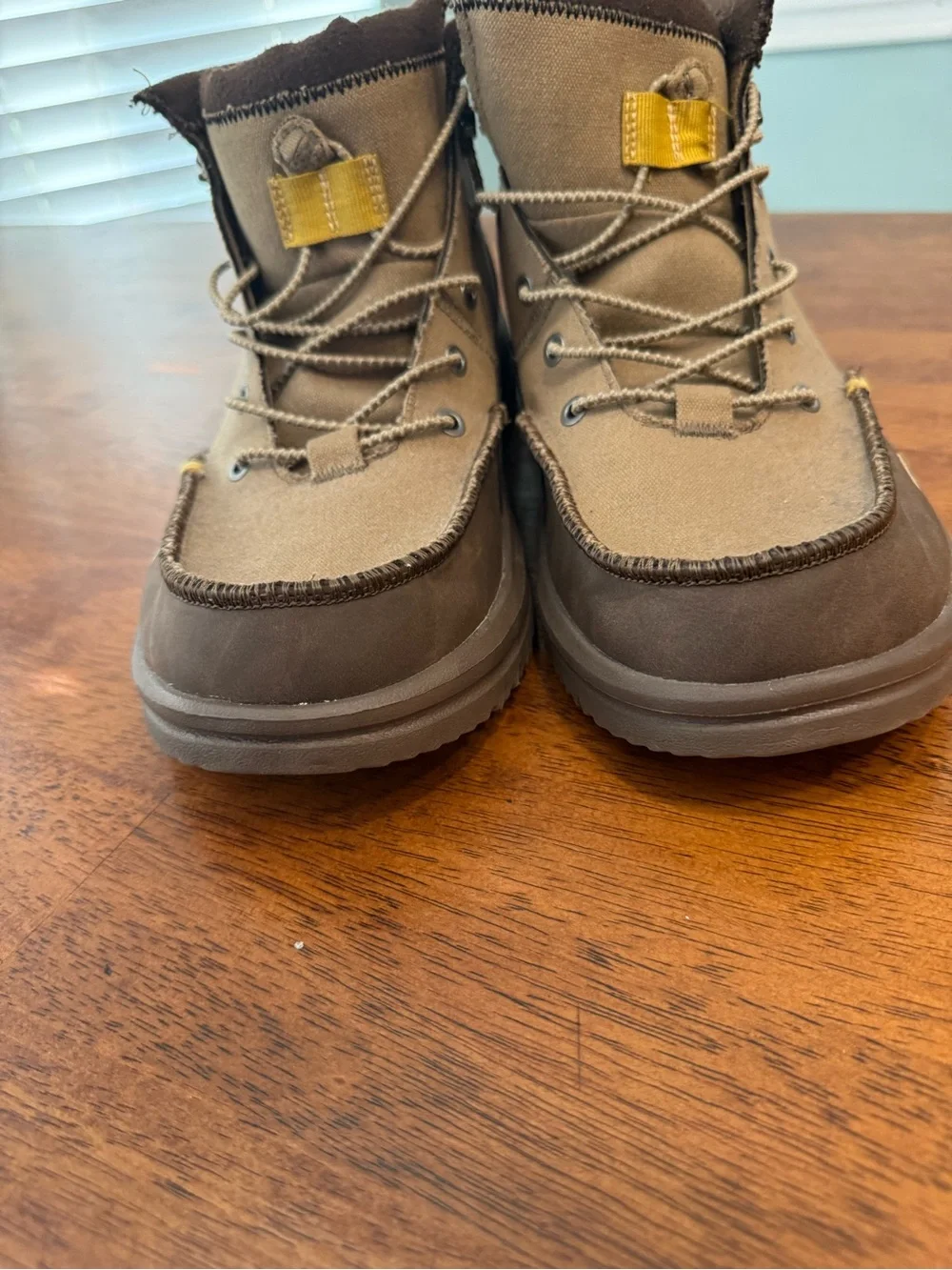 HEYDUDE Bradley Classic Men's Boots Brown Tan Waxed Canvas Size 13